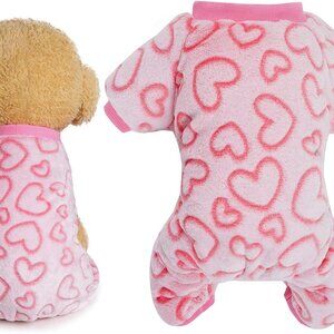 Flannel Dog Pajamas in Pink - Comfy Holiday Jumpsuit for Small-Medium Pets